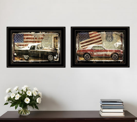 Set Of Two Vintage Classics 1 Black Framed Print Wall Art