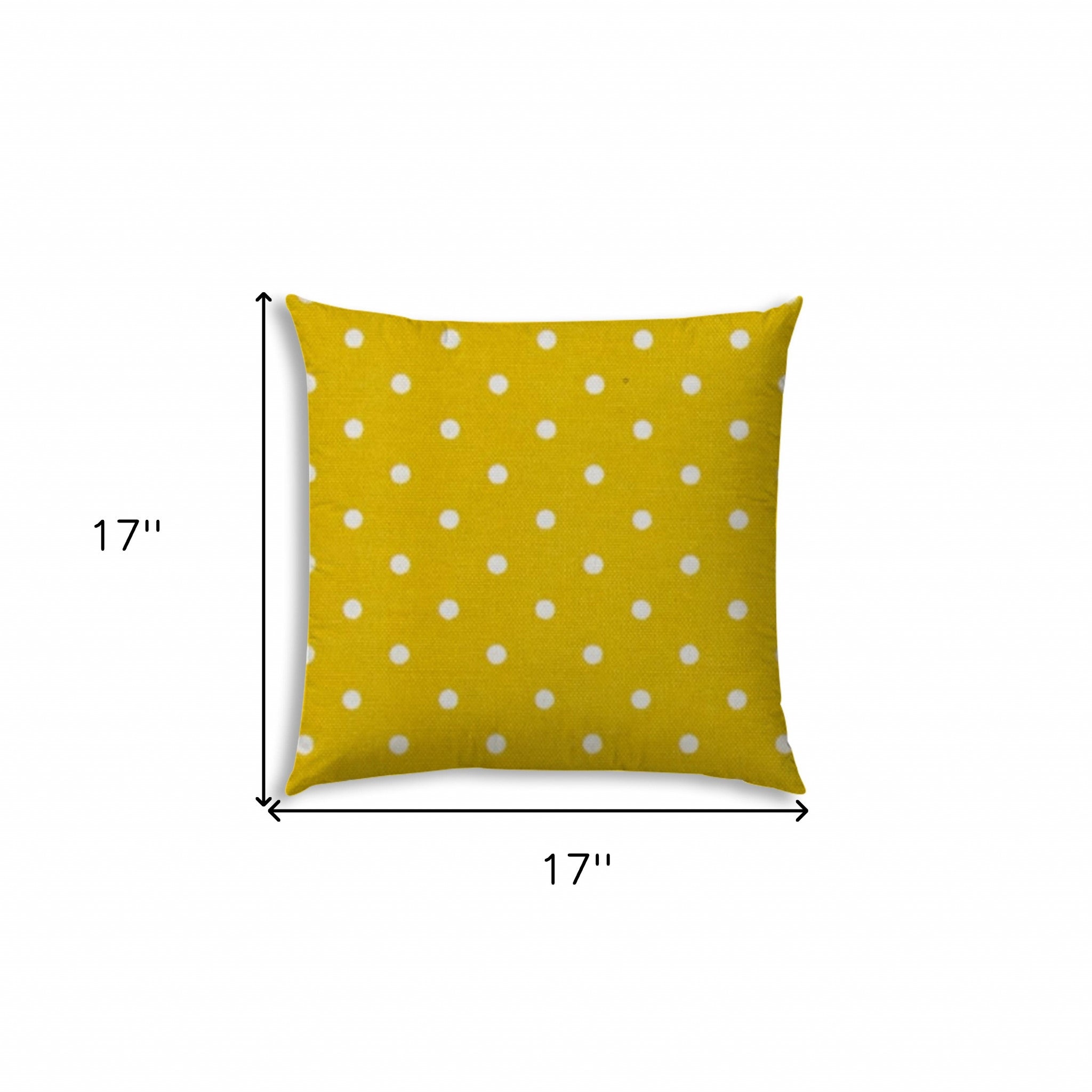 17" X 17" White And Yellow Blown Seam Polka Dots Lumbar Indoor Outdoor Pillow