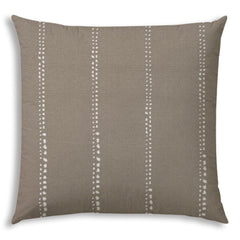 17" X 17" Taupe And White Blown Seam Polka Dots Lumbar Indoor Outdoor Pillow