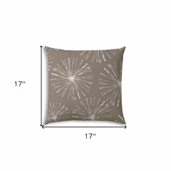 17" Taupe Abstract Indoor Outdoor Throw Pillow