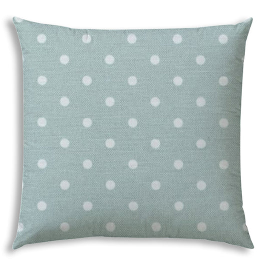 17" Sea Green Polka Dots Indoor Outdoor Throw Pillow