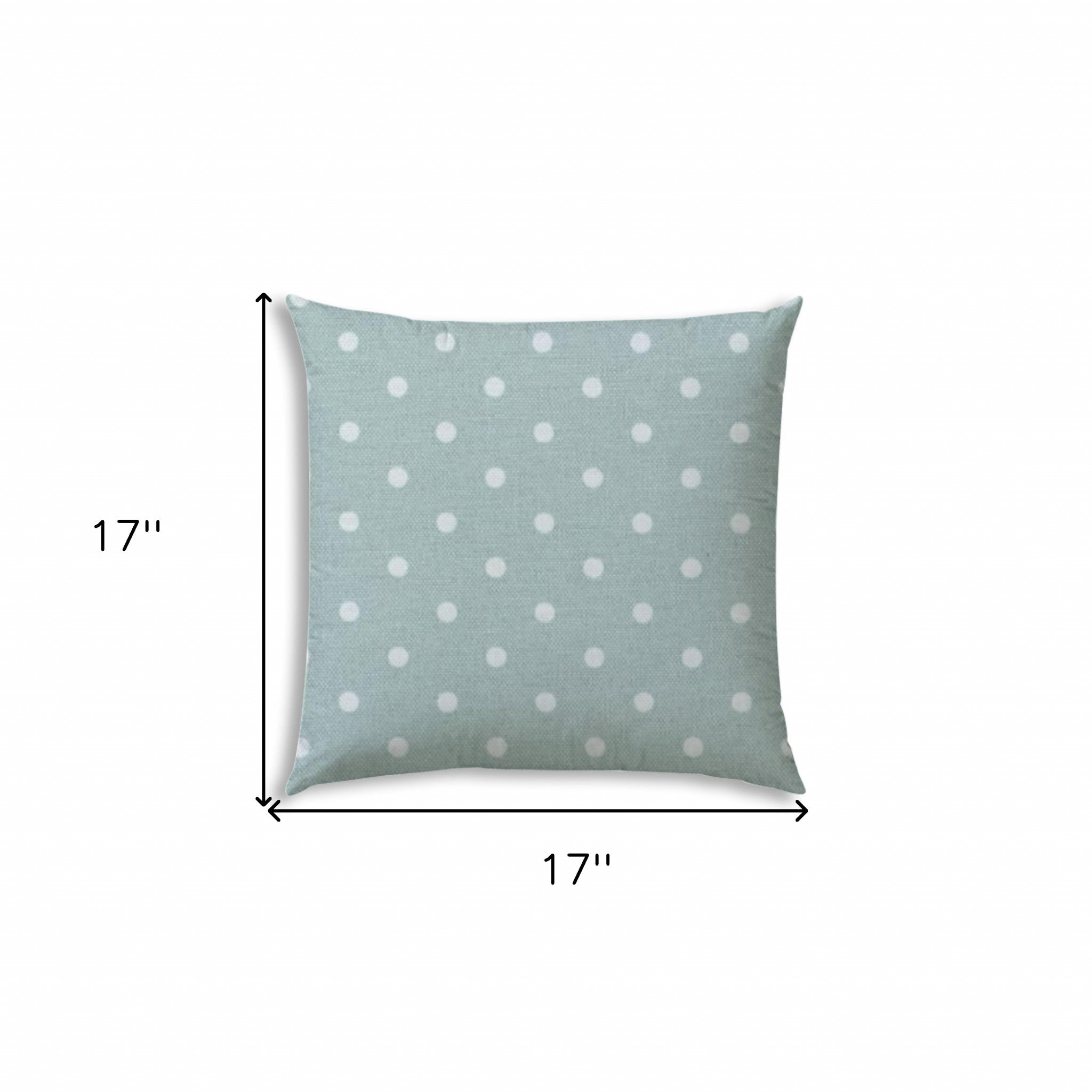 17" Sea Green Polka Dots Indoor Outdoor Throw Pillow