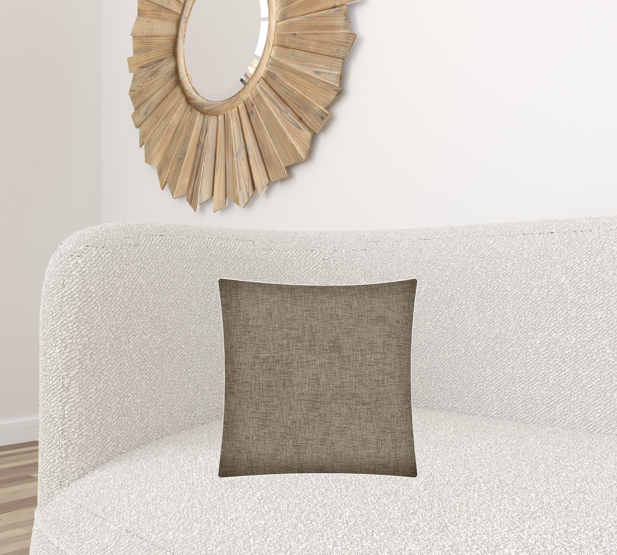 17" X 17" Taupe And Taupe Zippered Solid Color Throw Indoor Outdoor Pillow