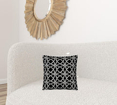 17" X 17" Black And White Zippered Interlocking Throw Indoor Outdoor Pillow