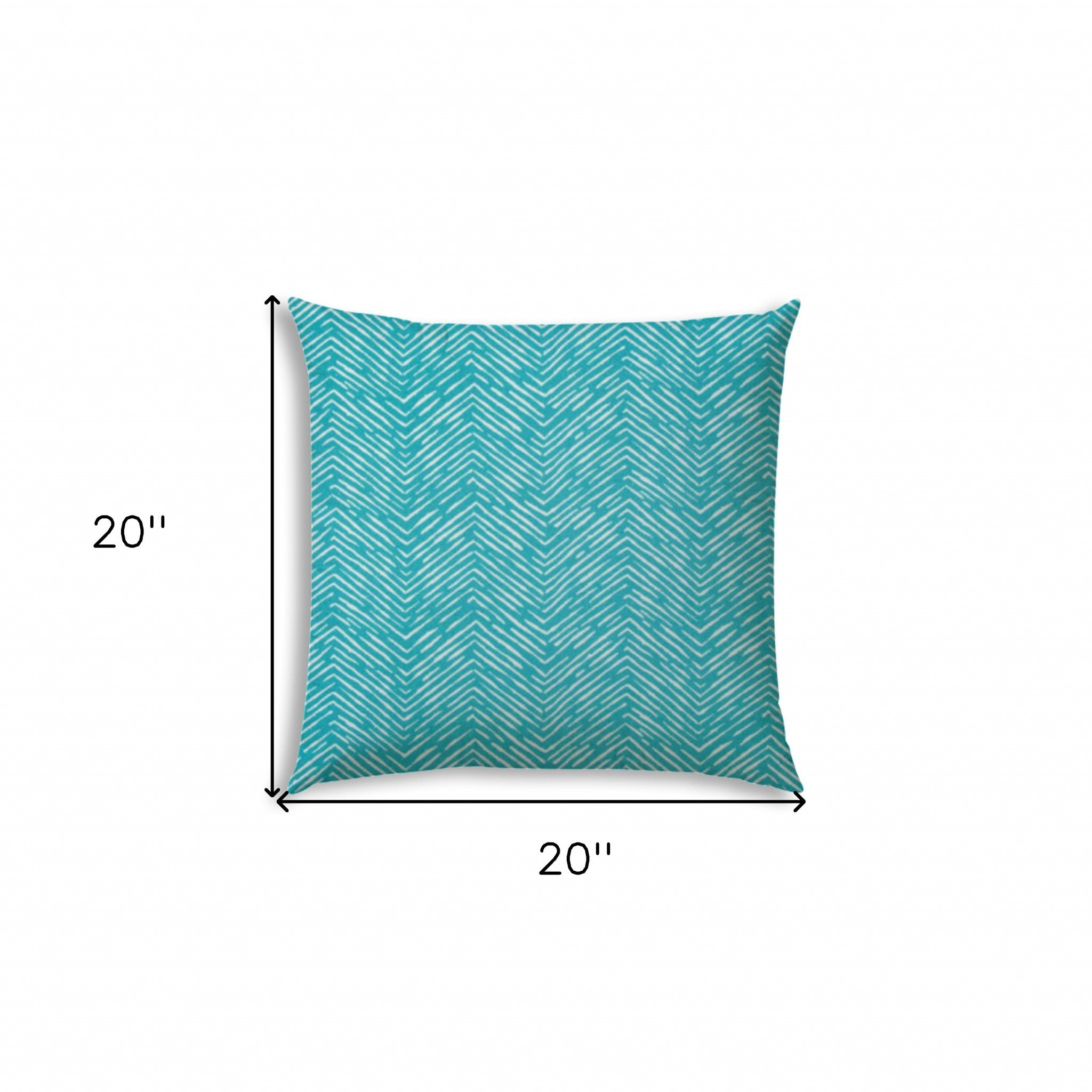 20" X 20" Turquoise And White Blown Seam Chevron Throw Indoor Outdoor Pillow