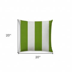 20" X 20" Green And Ivory Blown Seam Striped Throw Indoor Outdoor Pillow