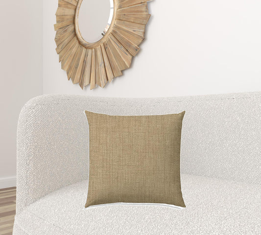 20" X 20" Tan And White Blown Seam Solid Color Throw Indoor Outdoor Pillow