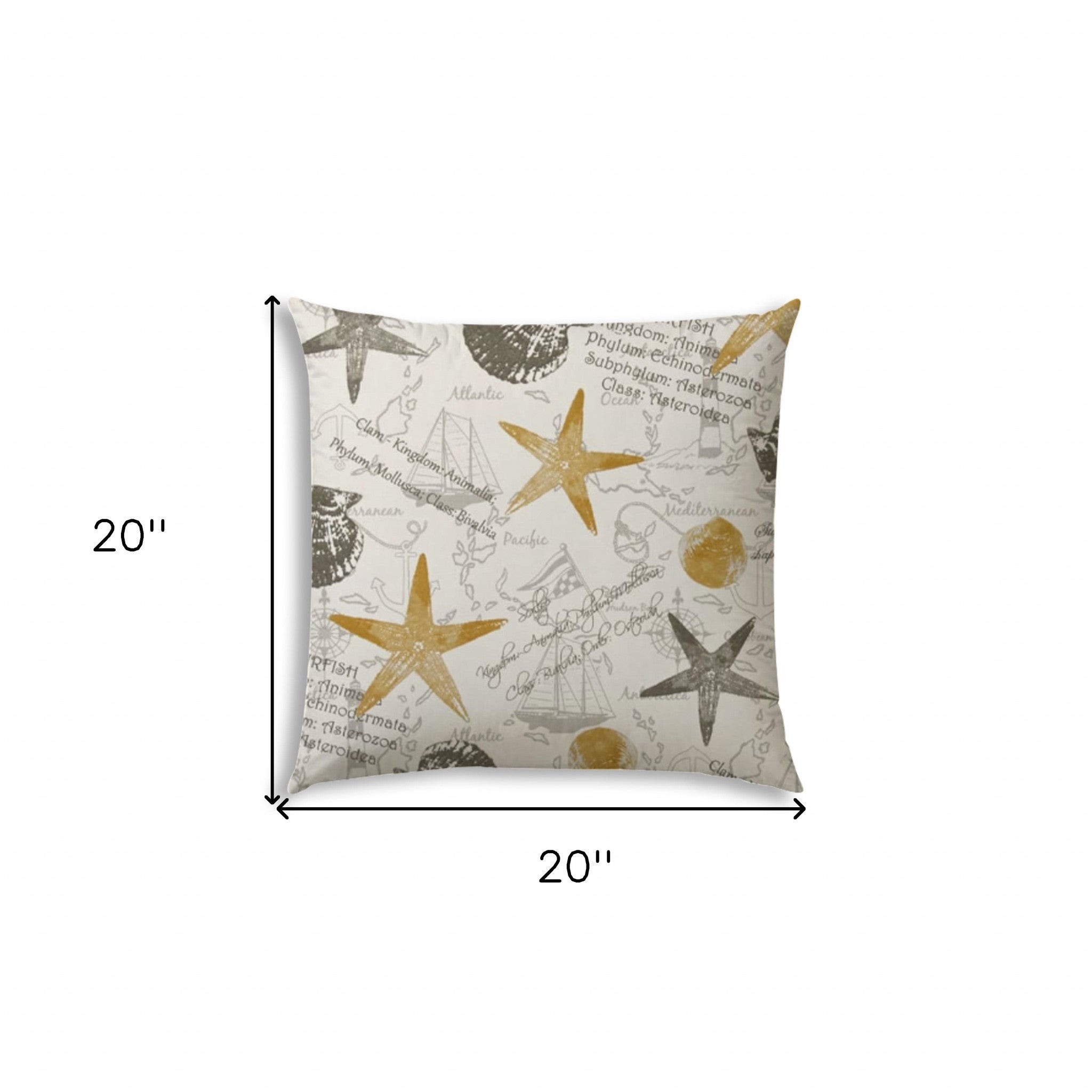 20" X 20" Gold And Cream Boat Blown Seam Coastal Throw Indoor Outdoor Pillow