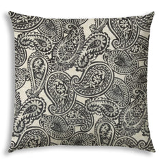 20" X 20" Gray And Cream Blown Seam Paisley Throw Indoor Outdoor Pillow