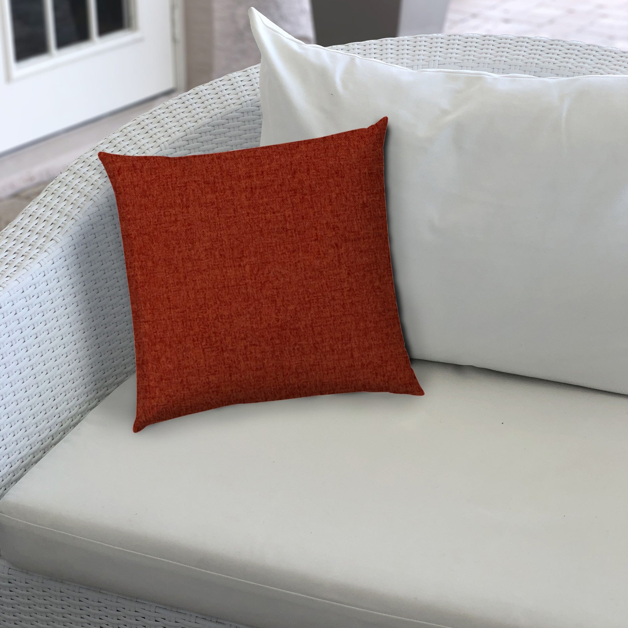 20" X 20" Brick And Red Blown Seam Solid Color Throw Indoor Outdoor Pillow