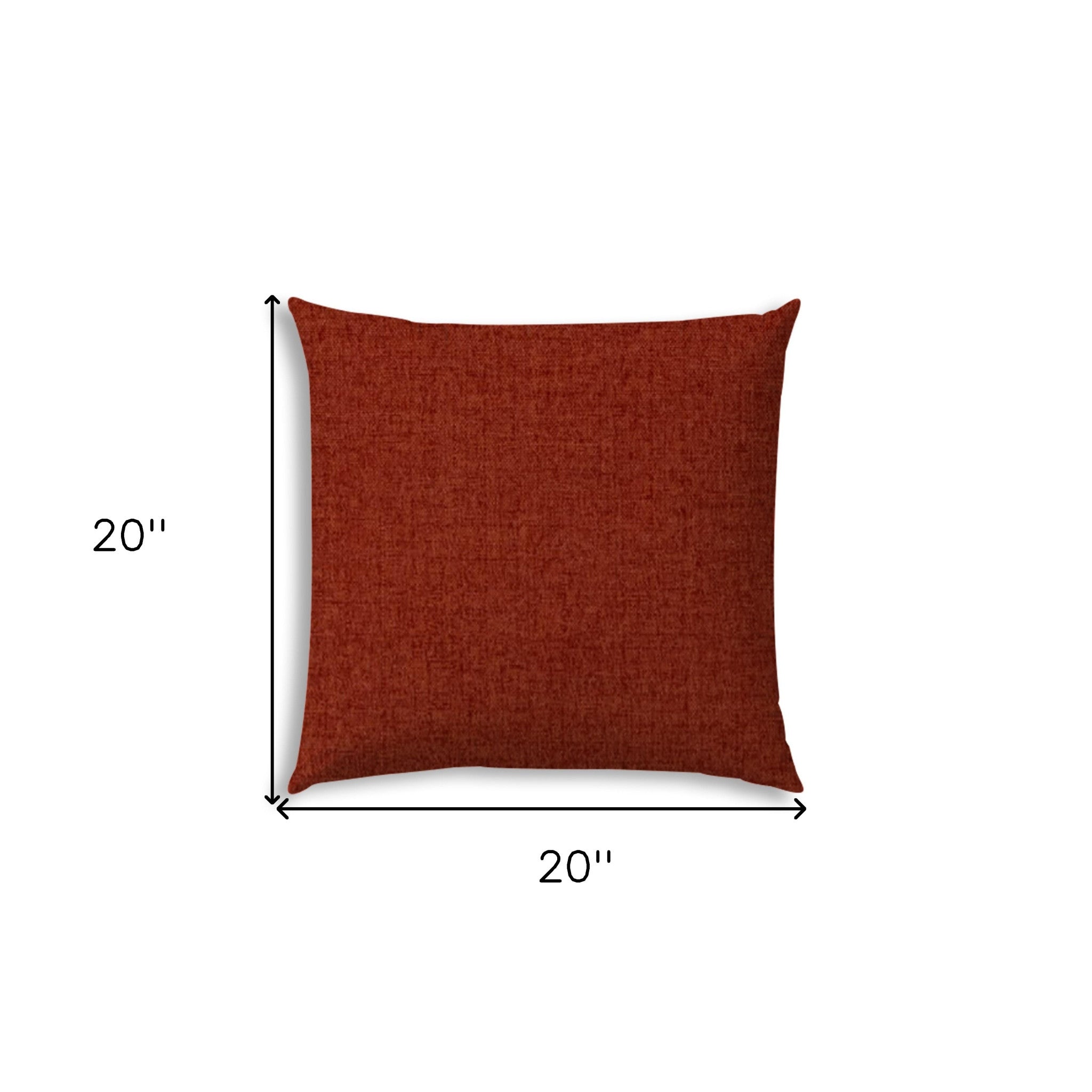 20" X 20" Brick And Red Blown Seam Solid Color Throw Indoor Outdoor Pillow