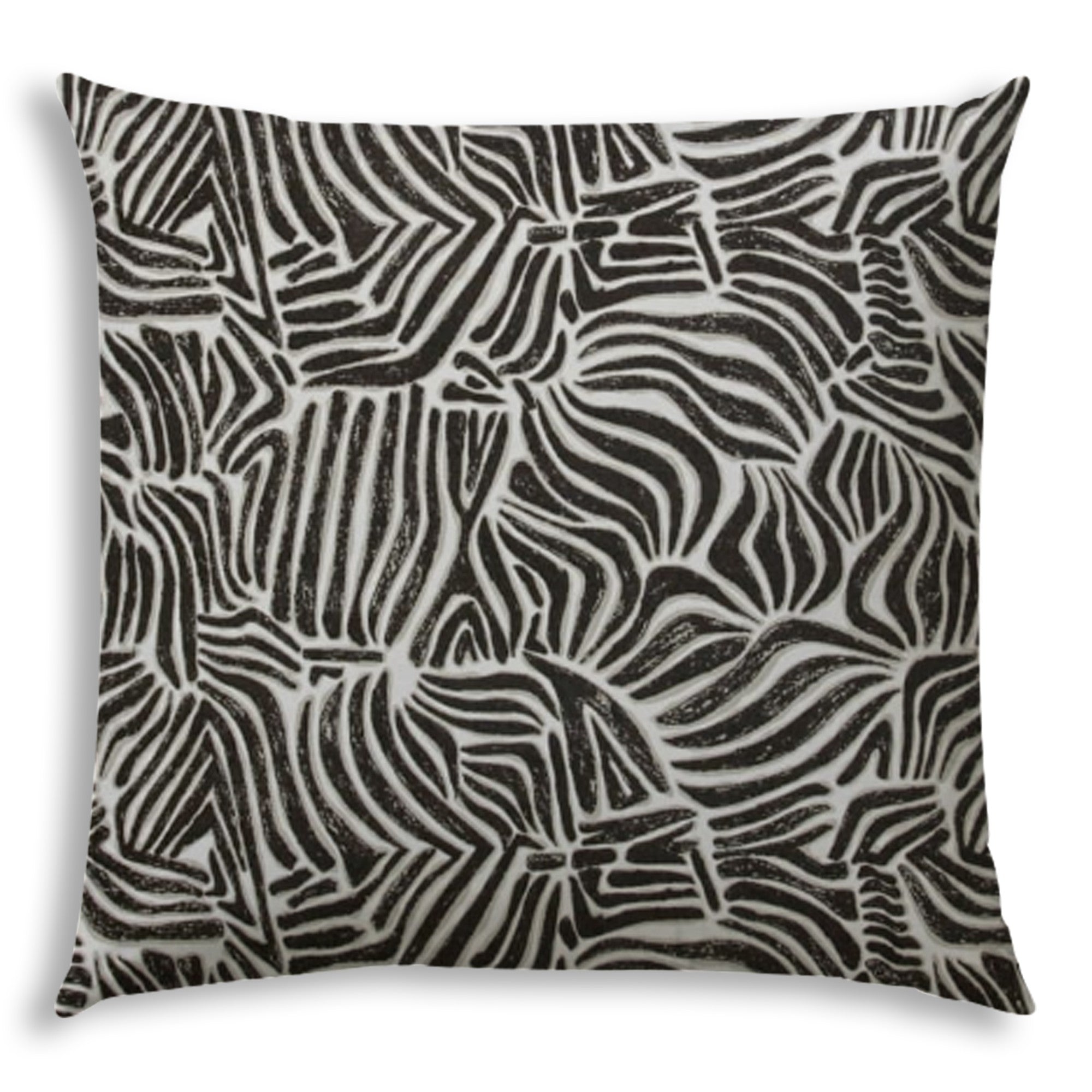 20" X 20" Black And White Safari Animals Blown Seam Animal Print Throw Indoor Outdoor Pillow