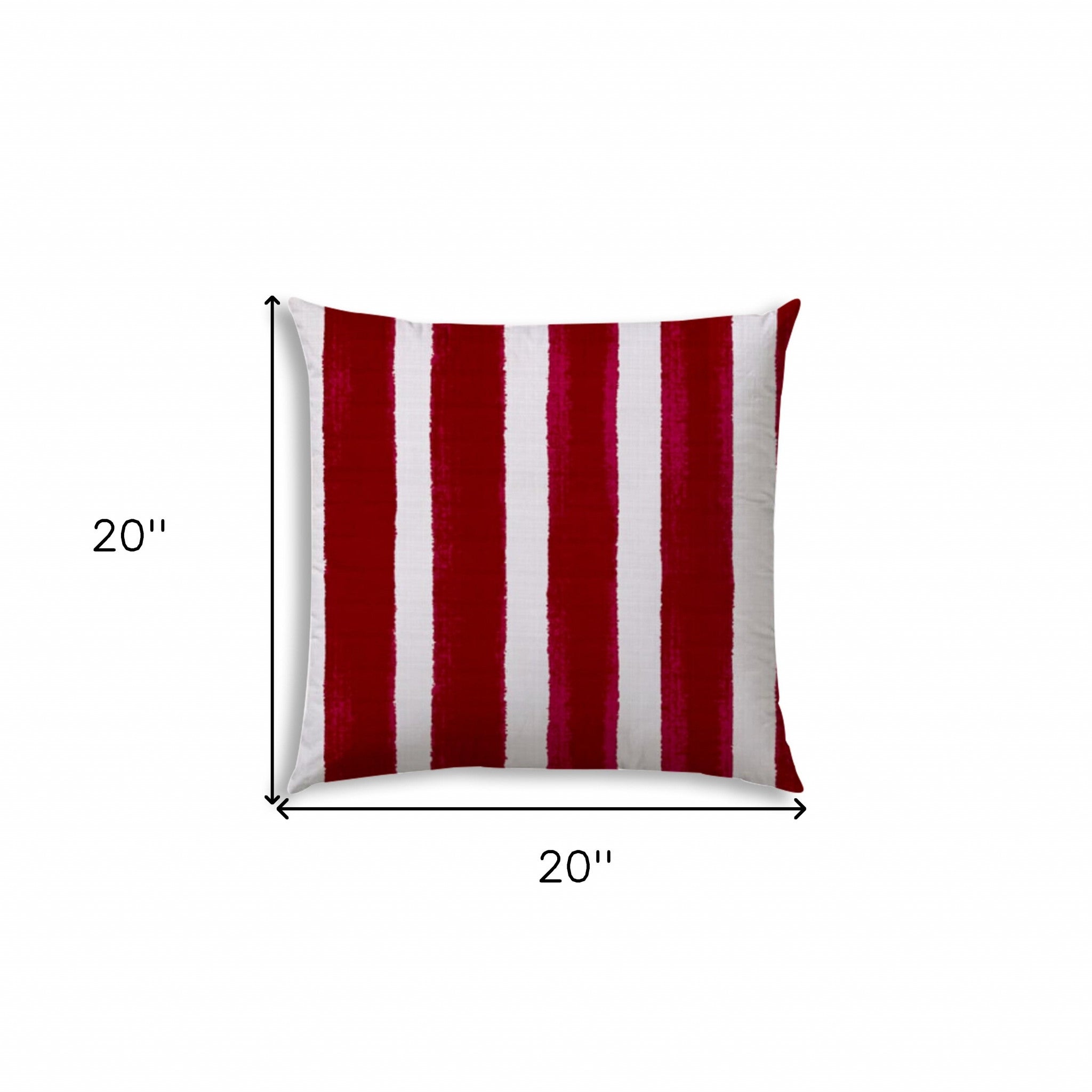 20" X 20" Hot White Blown Seam Striped Throw Indoor Outdoor Pillow