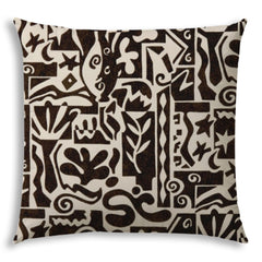 20" X 20" Black and Off White Southwestern Indoor Outdoor Throw Pillow With No Decorative Addition