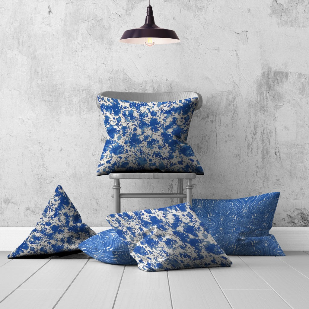 Set Of Three 20" X 20" Blue And White Zippered Coastal Throw Indoor Outdoor Pillow