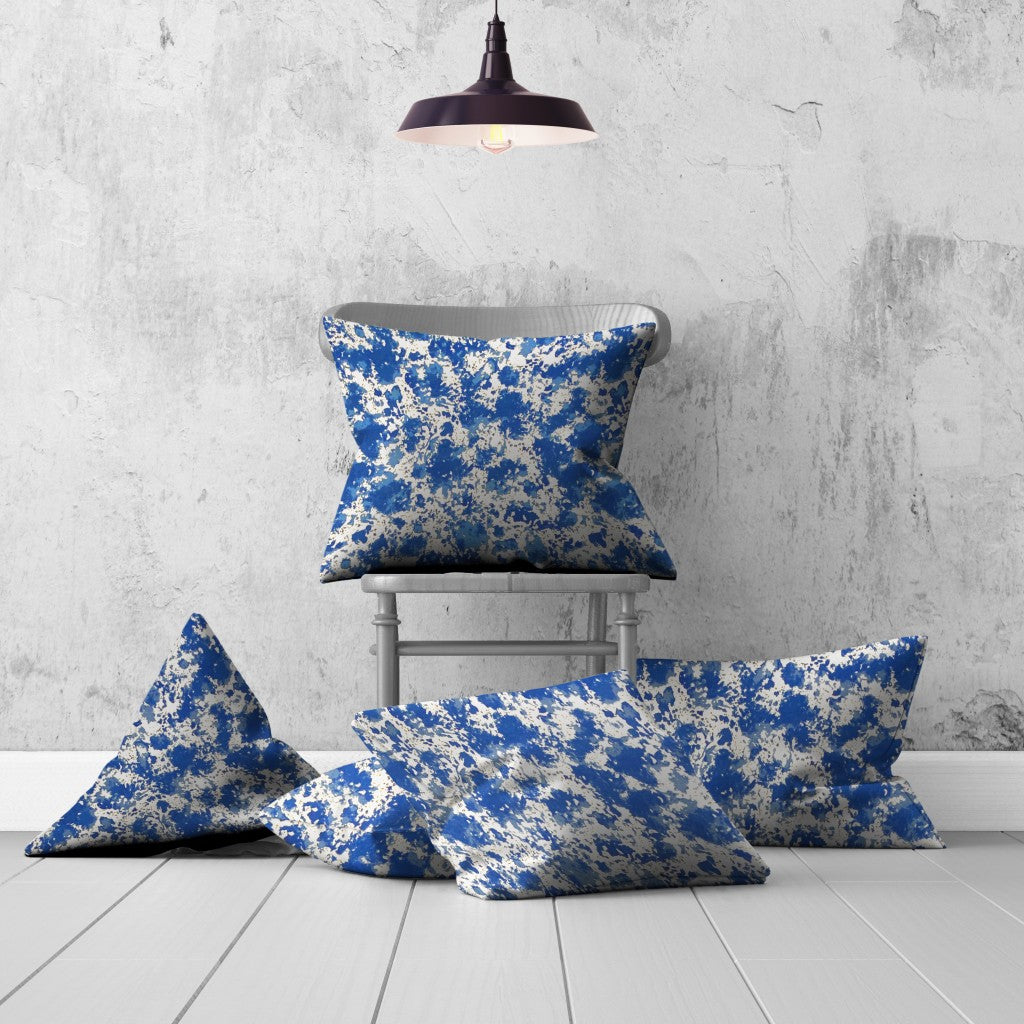 Set Of Three 20" X 20" Blue And White Enveloped Coastal Throw Indoor Outdoor Pillow