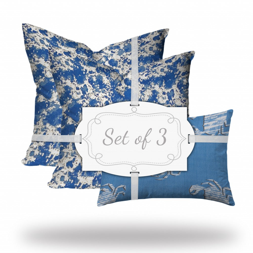 Set of 3 Blue Crab Indoor Outdoor Envelope Pillows