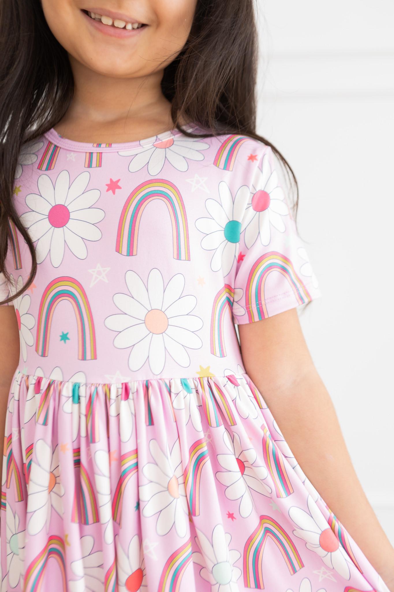 Rainbow Daisies S/S Twirl Dress - Mila & Rose ®