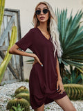 V-Neck Short Sleeve Mini Dress - Flyclothing LLC