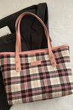 Plaid PU Leather Tote Bag