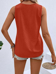 Full Size Decorative Button V-Neck Tank Trendsi