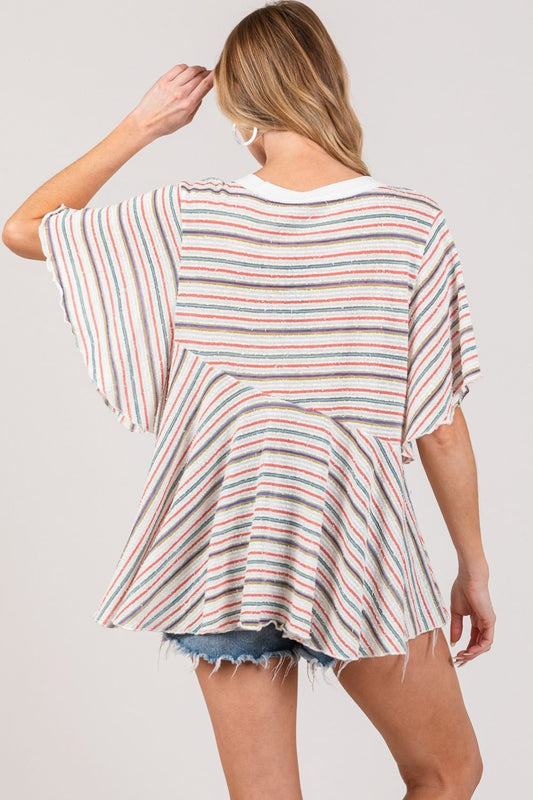 SAGE + FIG Full Size Round Neck Stripe Top Trendsi