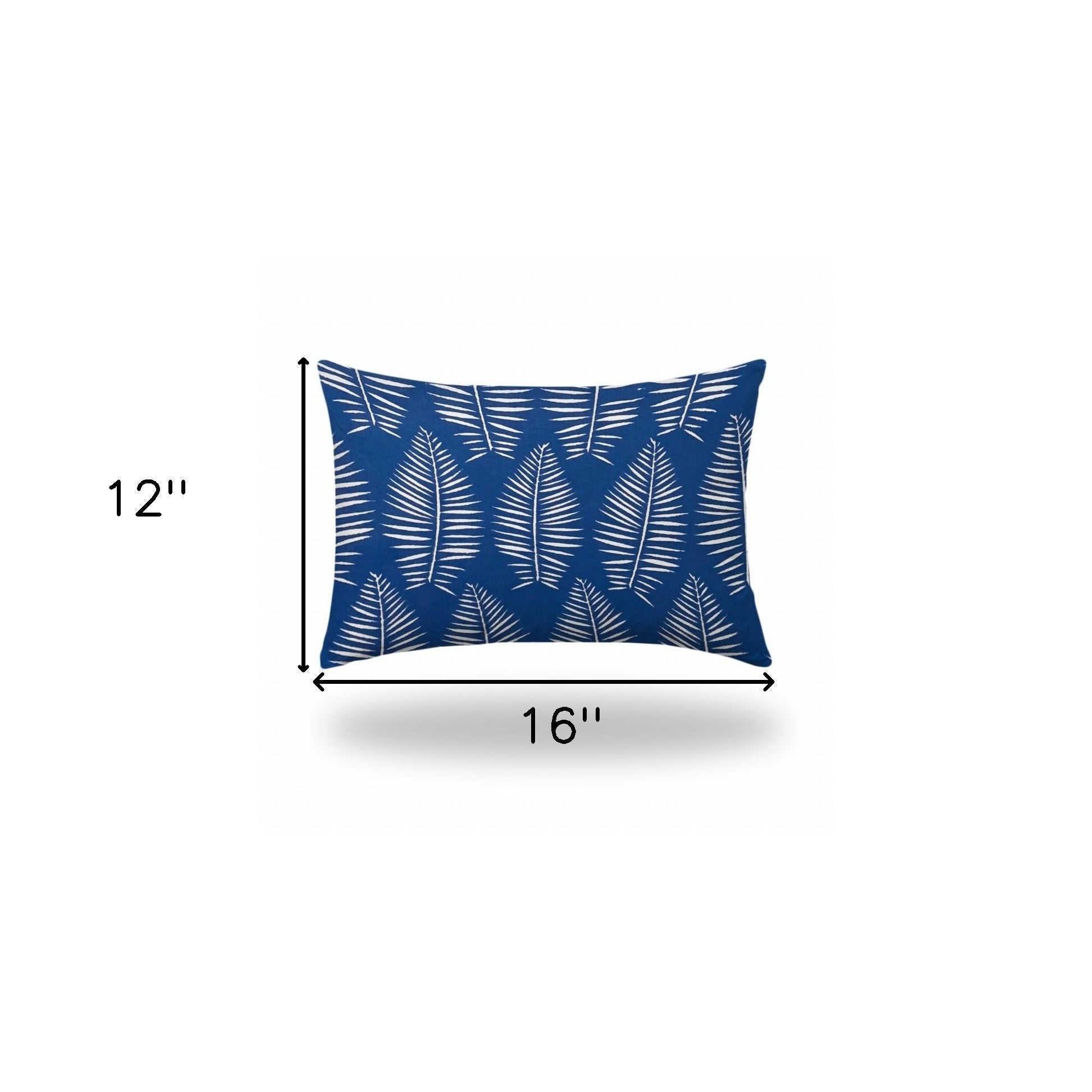 12" X 16" Blue And White Zippered Tropical Lumbar Indoor Outdoor Pillow