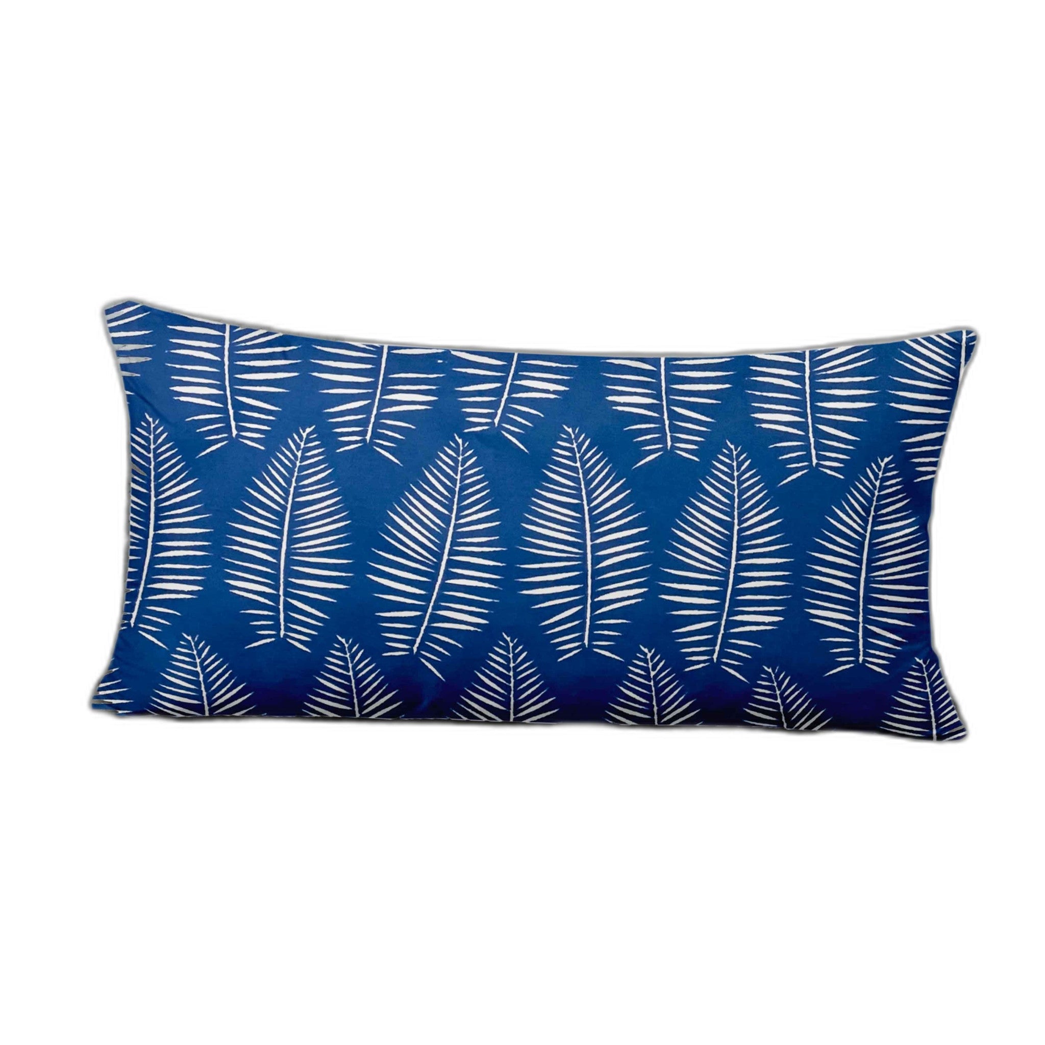 12" X 24" Blue and White Tropical Indoor Outdoor Throw Pillow