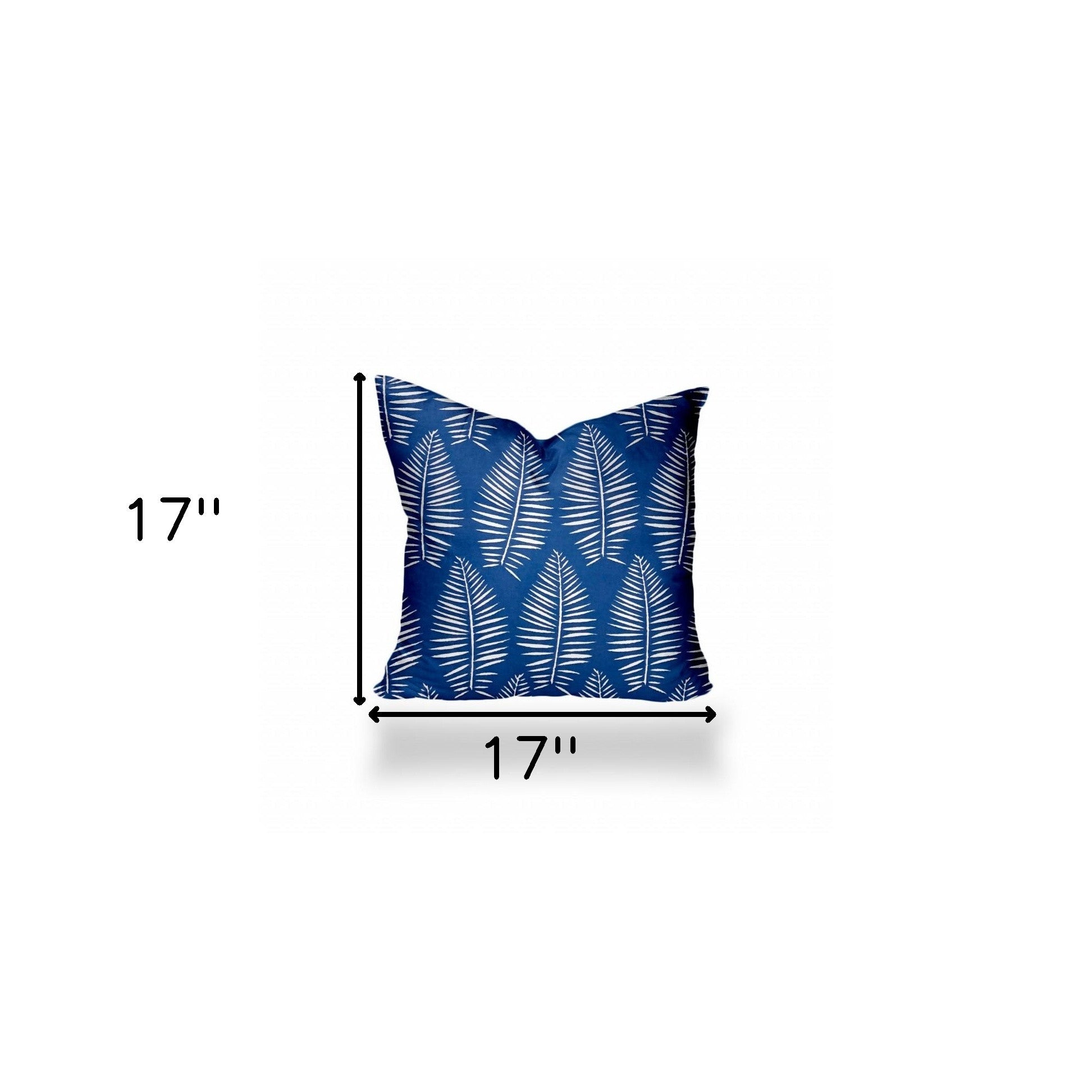 17" X 17" Blue And White Zippered Tropical Throw Indoor Outdoor Pillow