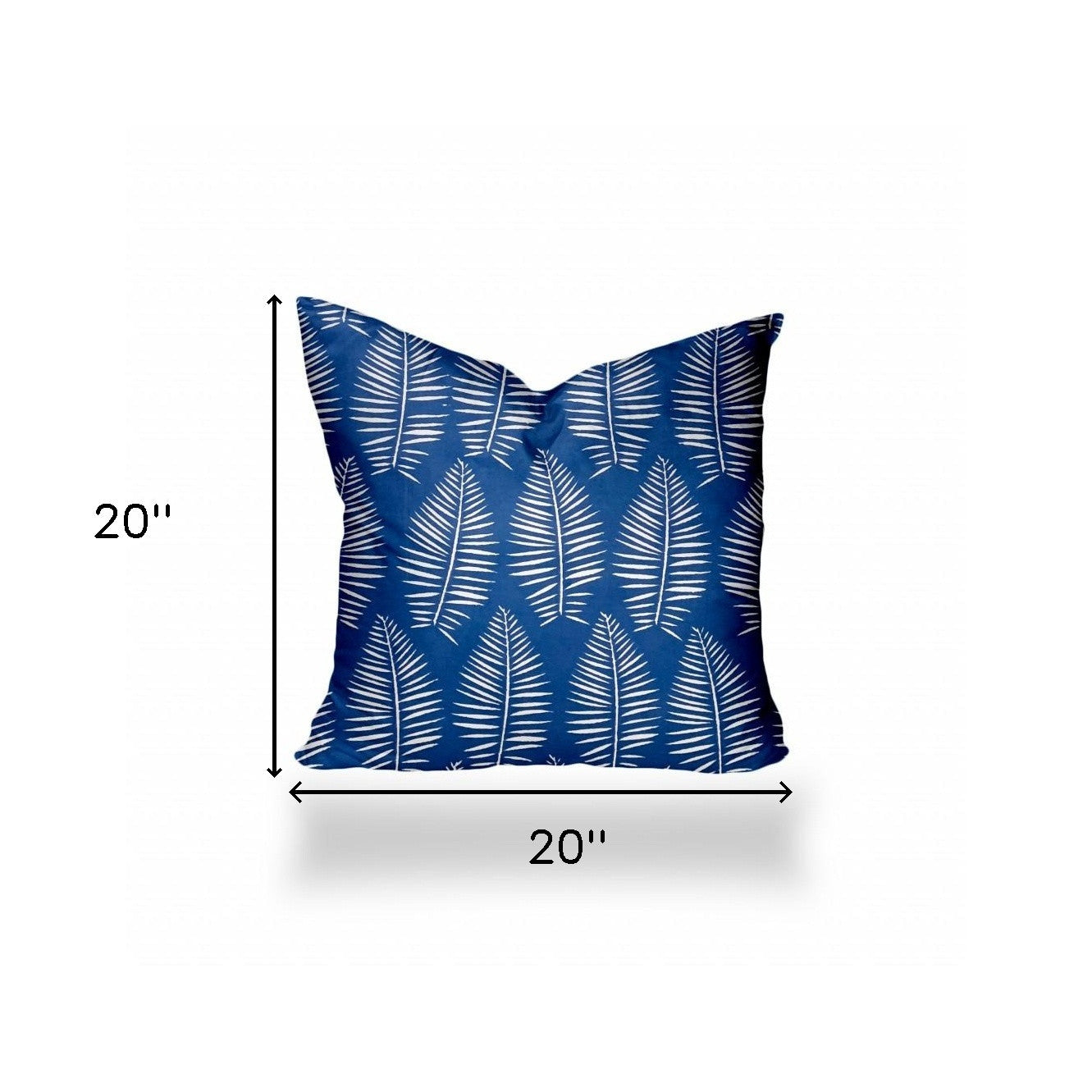 20" X 20" Blue And White Enveloped Tropical Throw Indoor Outdoor Pillow