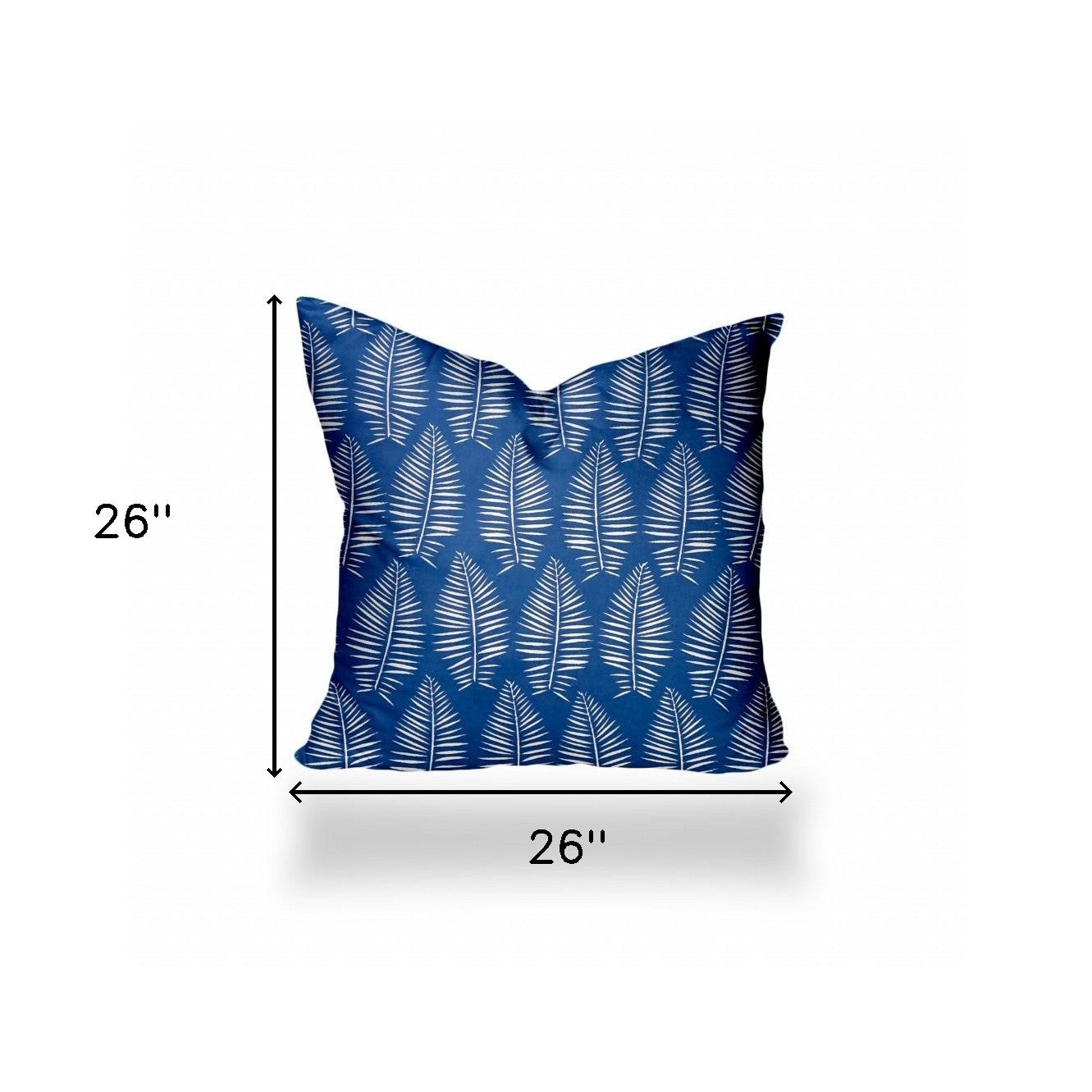 26" X 26" Blue And White Enveloped Tropical Throw Indoor Outdoor Pillow