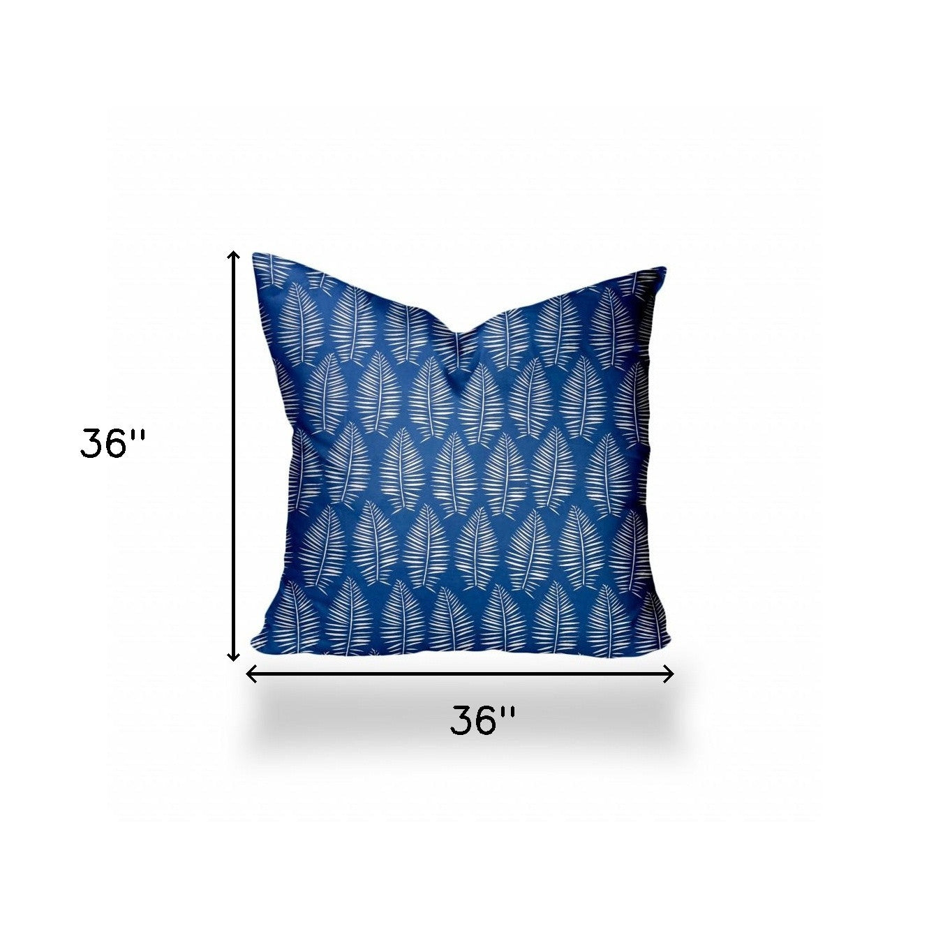 36" X 36" Blue And White Blown Seam Tropical Throw Indoor Outdoor Pillow