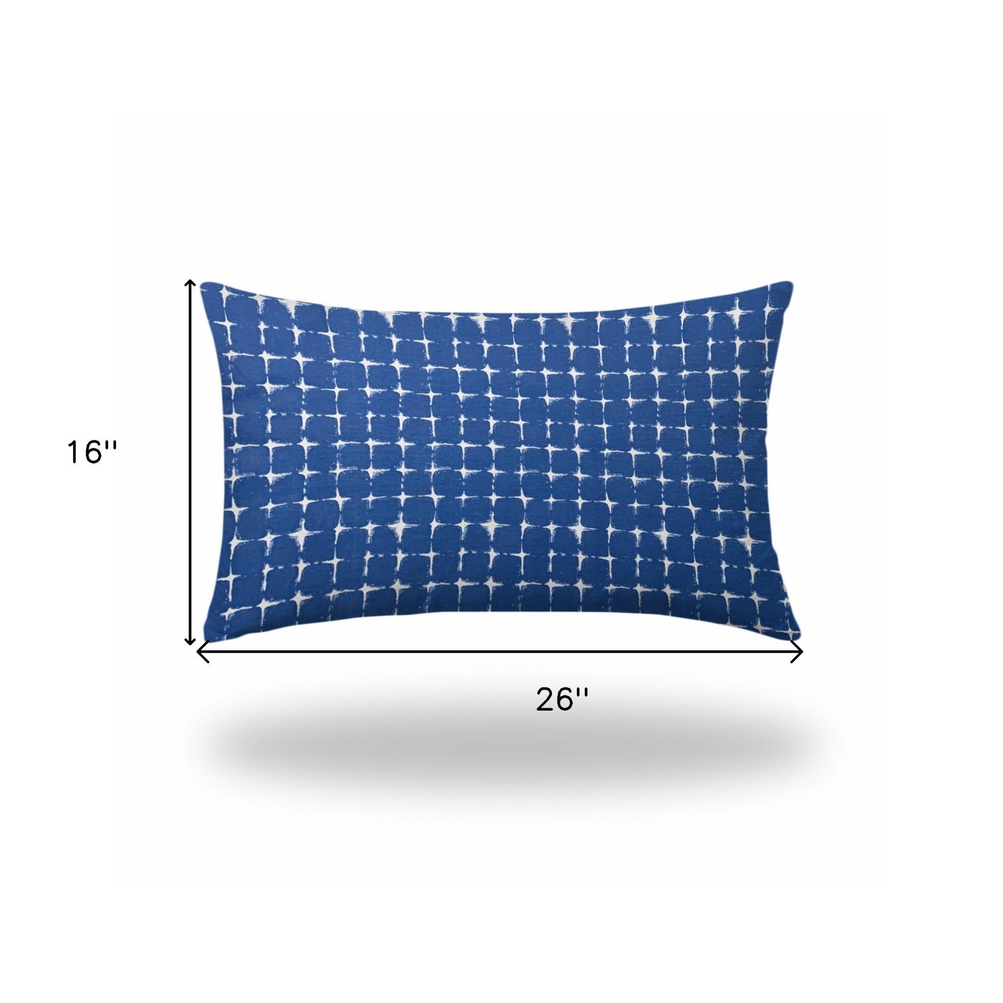 16" X 26" Blue And White Zippered Abstract Lumbar Indoor Outdoor Pillow