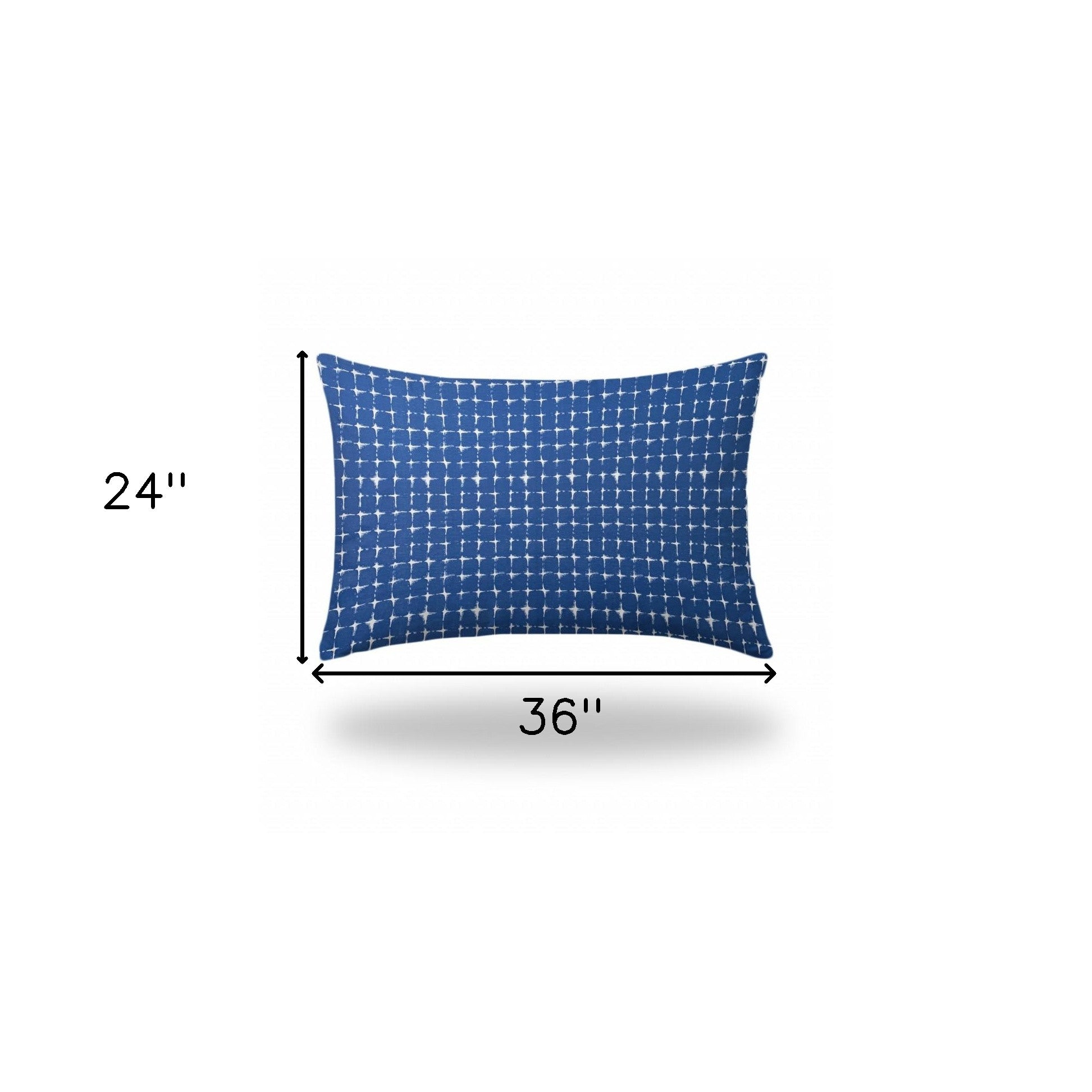 24" X 36" Blue And White Blown Seam Gingham Lumbar Indoor Outdoor Pillow