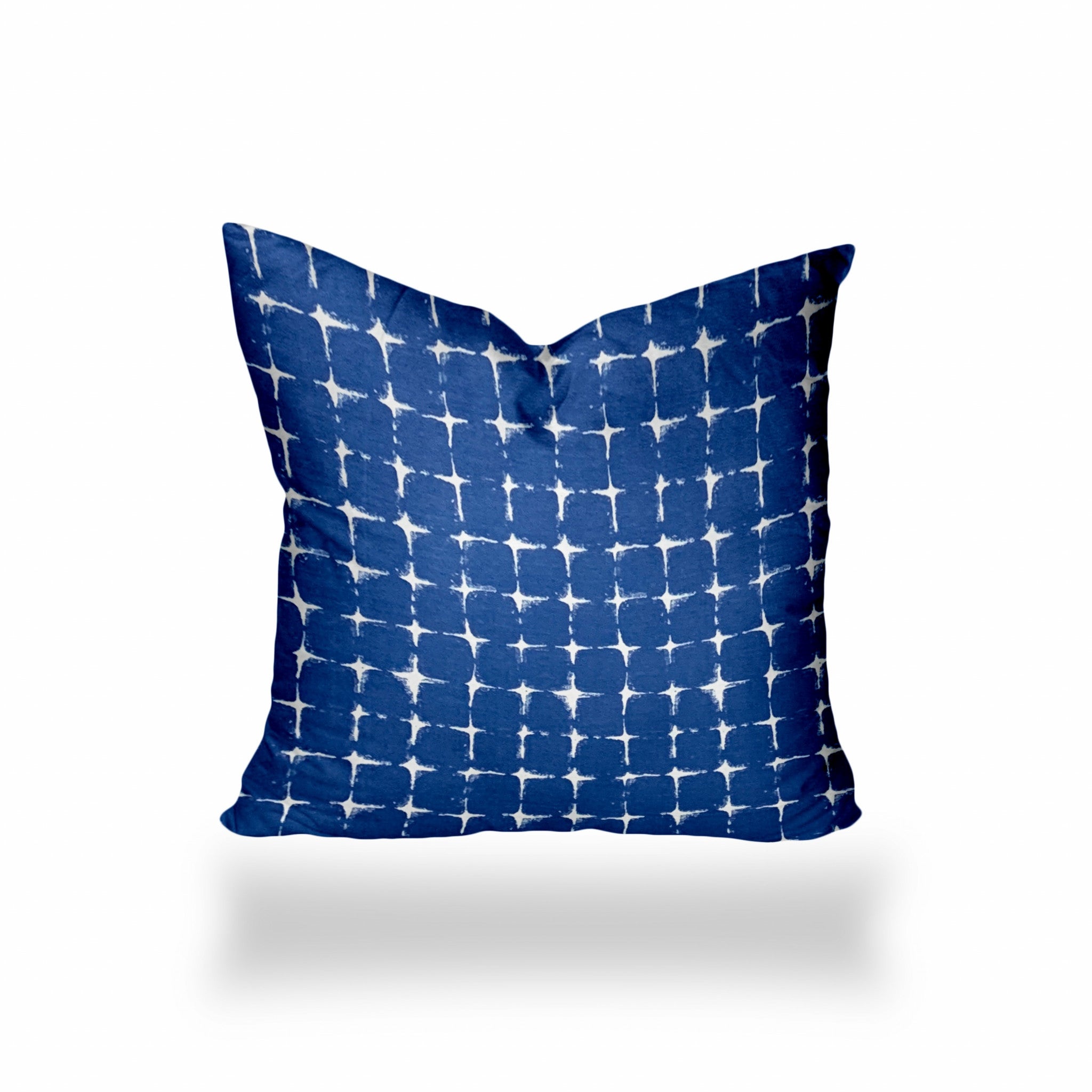 17" X 17" Blue And White Enveloped Gingham Throw Indoor Outdoor Pillow