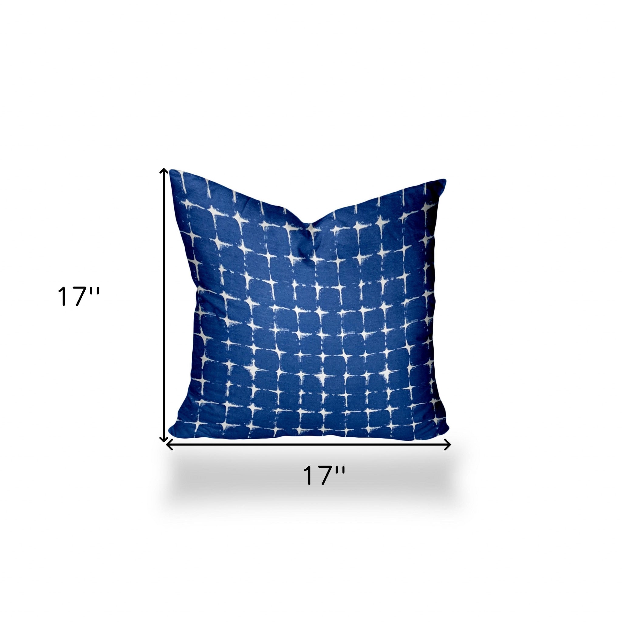 17" X 17" Blue And White Blown Seam Gingham Throw Indoor Outdoor Pillow