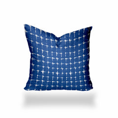 20" X 20" Blue And White Enveloped Gingham Throw Indoor Outdoor Pillow