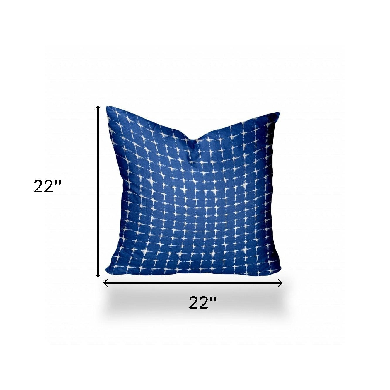 22" X 22" Blue And White Enveloped Gingham Throw Indoor Outdoor Pillow