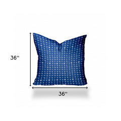 36" X 36" Blue And White Enveloped Gingham Throw Indoor Outdoor Pillow