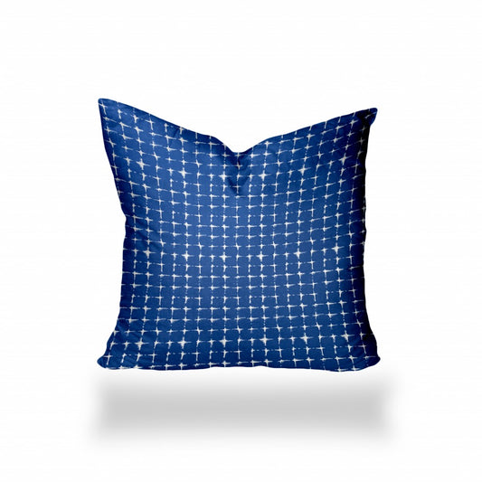 36" X 36" Blue And White Blown Seam Gingham Throw Indoor Outdoor Pillow