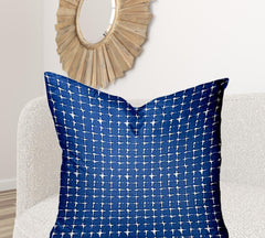 36" X 36" Blue And White Blown Seam Gingham Throw Indoor Outdoor Pillow