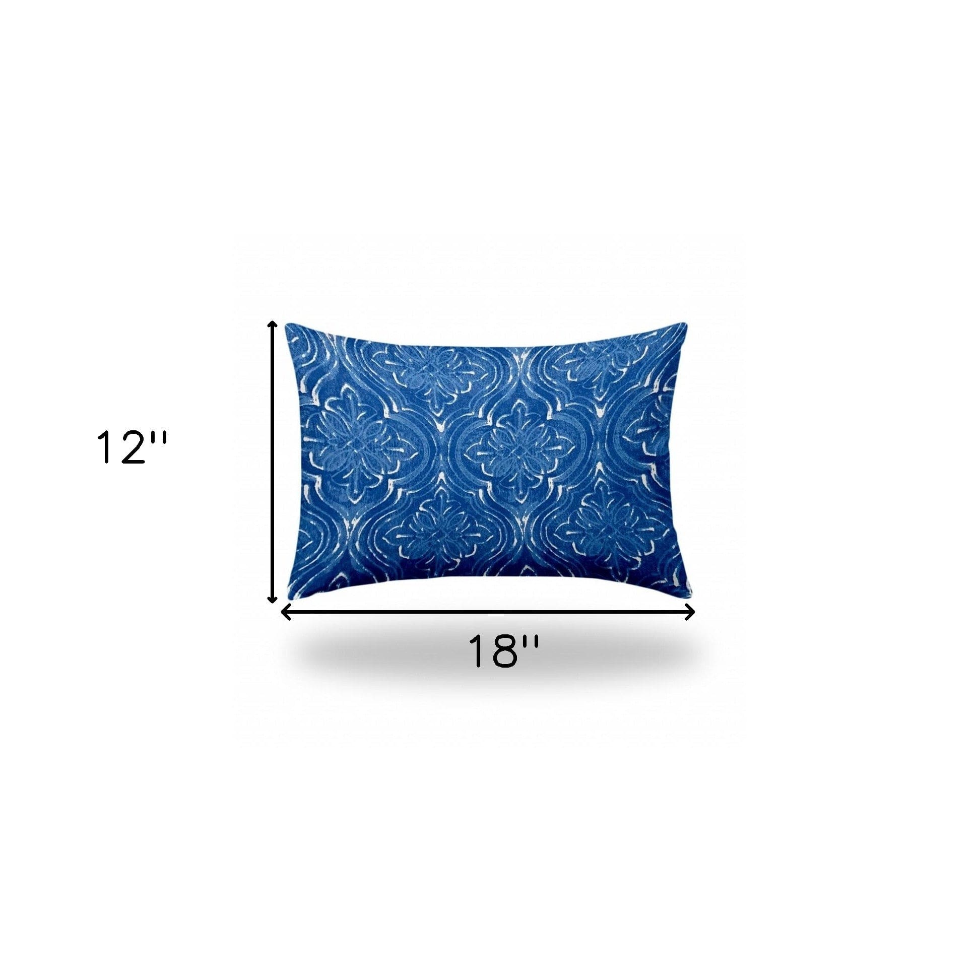 12" X 18" Blue And White Zippered Ikat Lumbar Indoor Outdoor Pillow - Homeroots