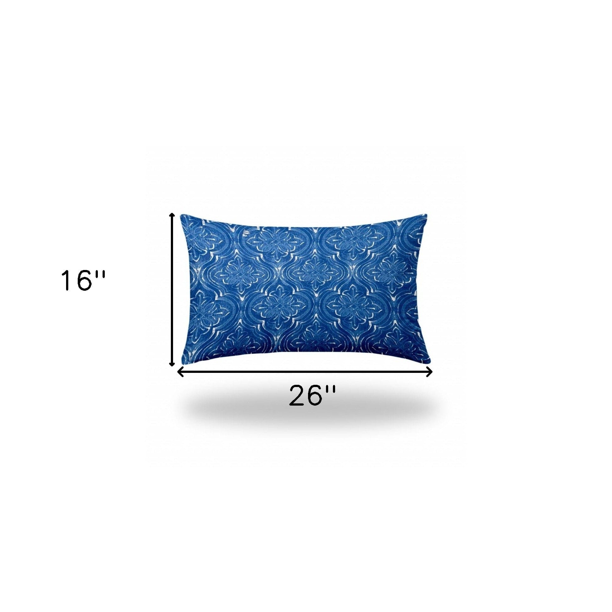 16" X 26" Blue And White Enveloped Ikat Lumbar Indoor Outdoor Pillow - Homeroots