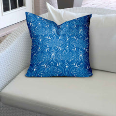 12" X 12" Blue And White Enveloped Ikat Throw Indoor Outdoor Pillow - Homeroots