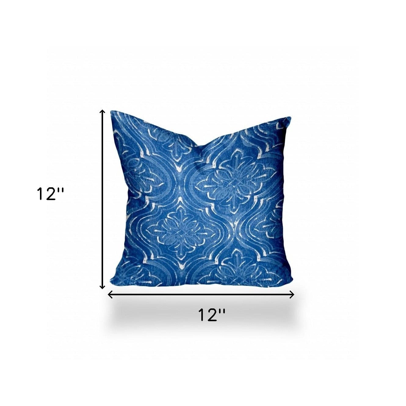 12" X 12" Blue And White Enveloped Ikat Throw Indoor Outdoor Pillow - Homeroots