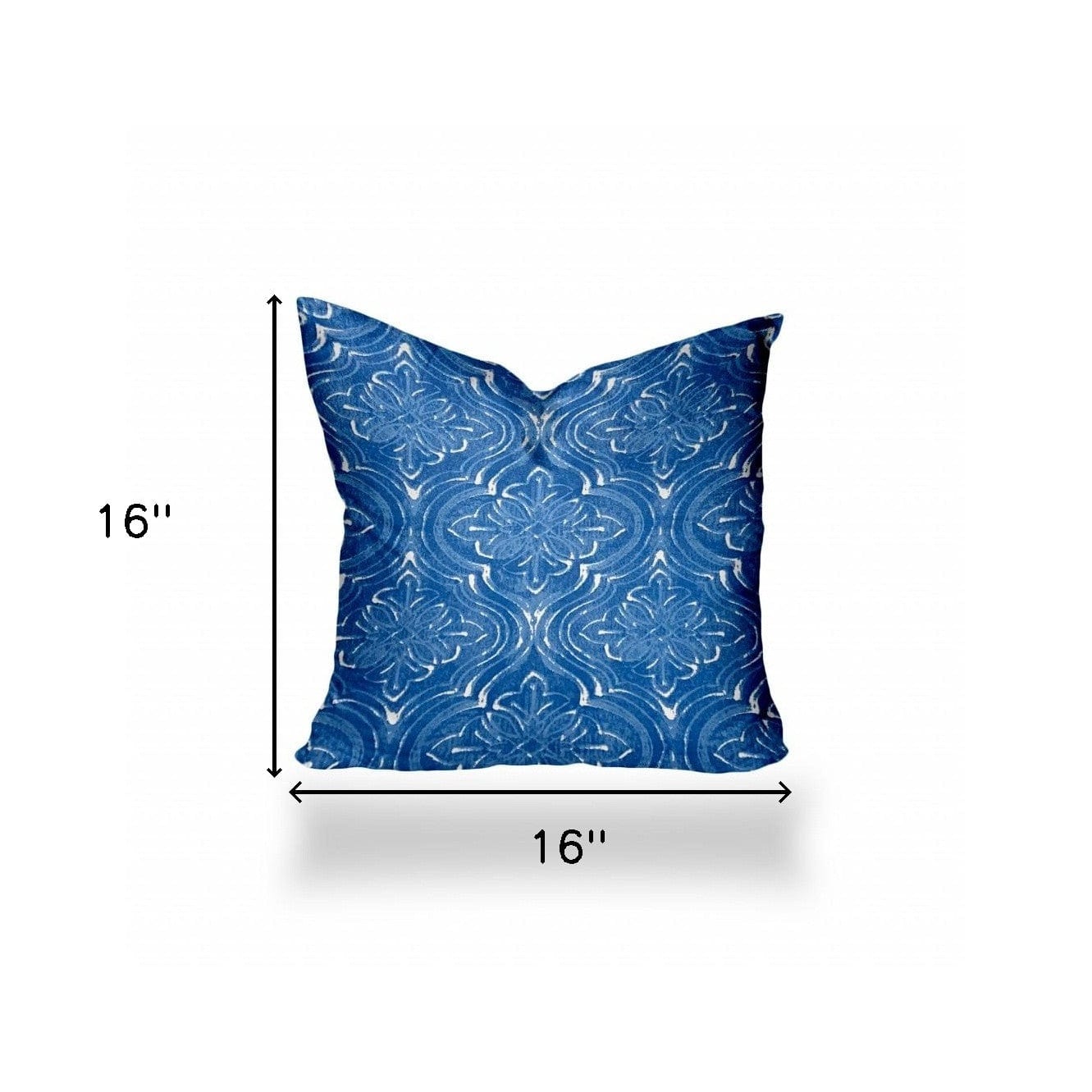 16" X 16" Blue And White Blown Seam Ikat Throw Indoor Outdoor Pillow - Homeroots