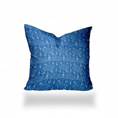 36" X 36" Blue And White Zippered Ikat Throw Indoor Outdoor Pillow - Homeroots