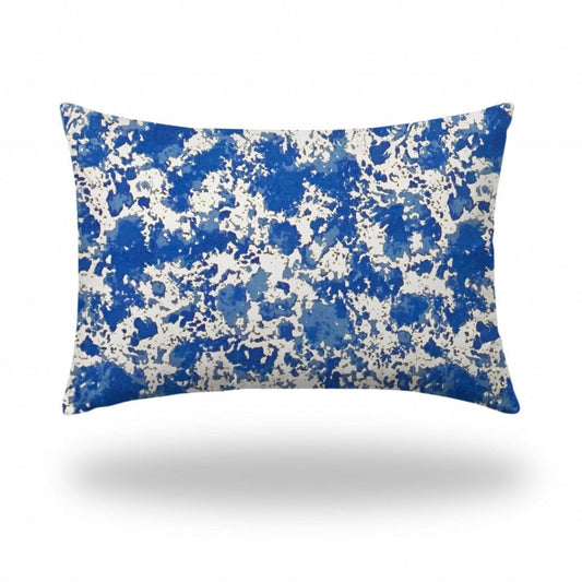 12" X 18" Blue And White Blown Seam Coastal Lumbar Indoor Outdoor Pillow - Homeroots