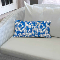 12" X 18" Blue And White Blown Seam Coastal Lumbar Indoor Outdoor Pillow - Homeroots