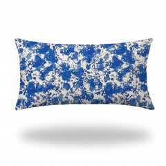 14" X 24" Blue And White Zippered Coastal Lumbar Indoor Outdoor Pillow